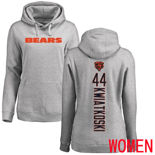 Chicago Bears Ash Women Nick Kwiatkoski Backer NFL Football 44 Pullover Hoodie Sweatshirts